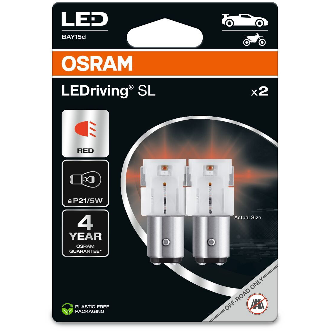 OSRAM LEDriving SL P21/5W piros 12V, 2 db a csomagban (7528DRP-2BL)