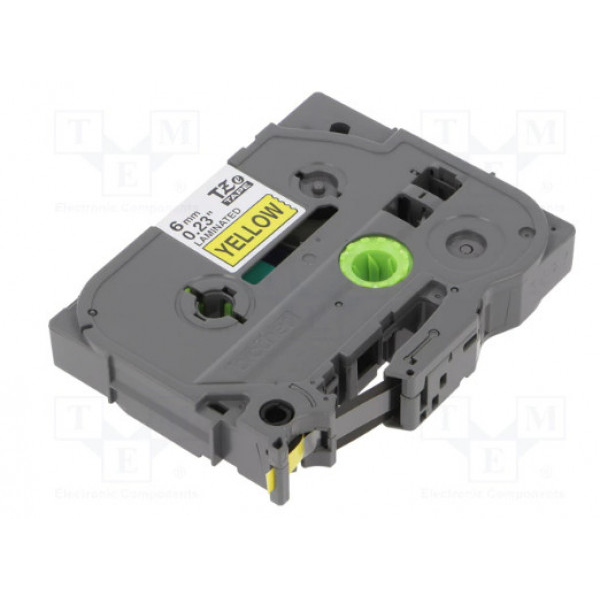 Utángyártott BROTHER TZe611 szalagkazetta 6mm x 8m sárga alapon fekete felirat (TZ611FU) (TZ611FU)