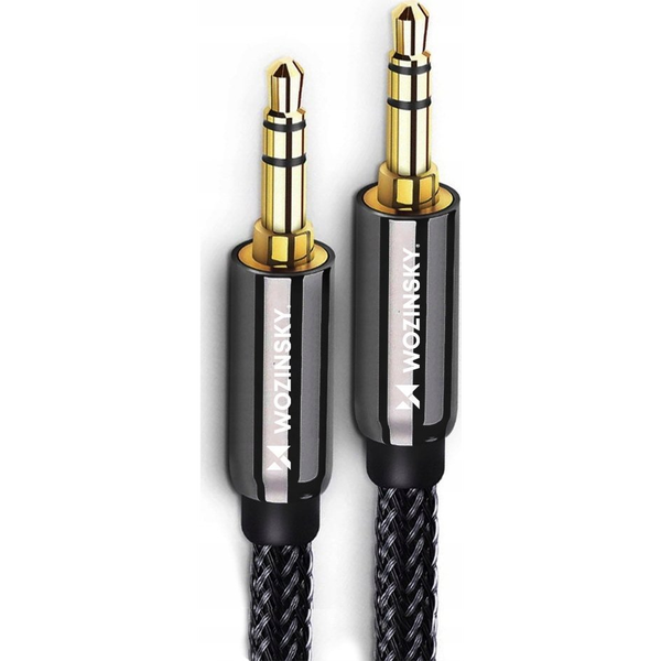 Wozinsky univerzális Mini Jack Kábel 2x AUX Kábel 1,5 m, Fekete