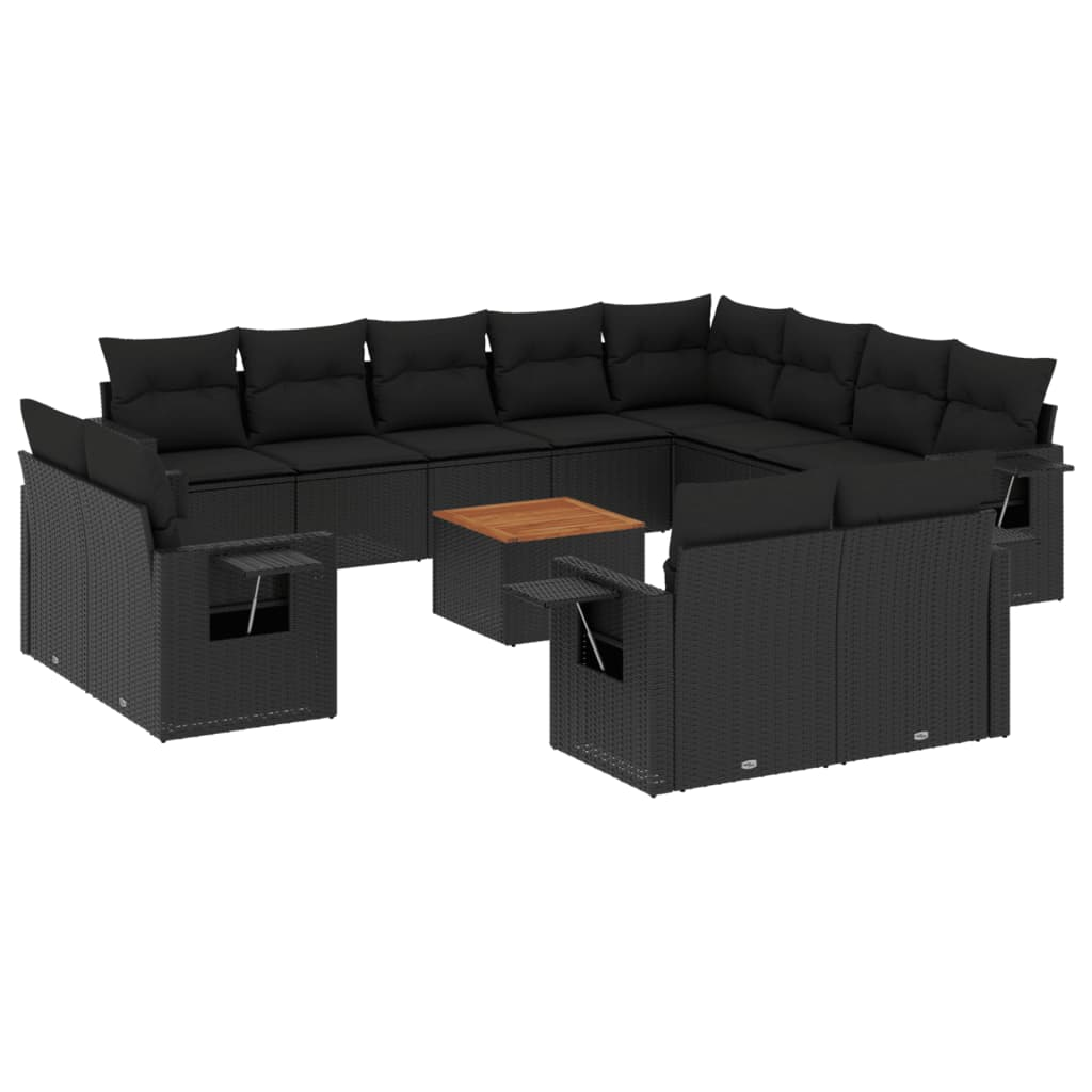 13 részes fekete polyrattan kerti ülőgarnitúra párnákkal (3257161)