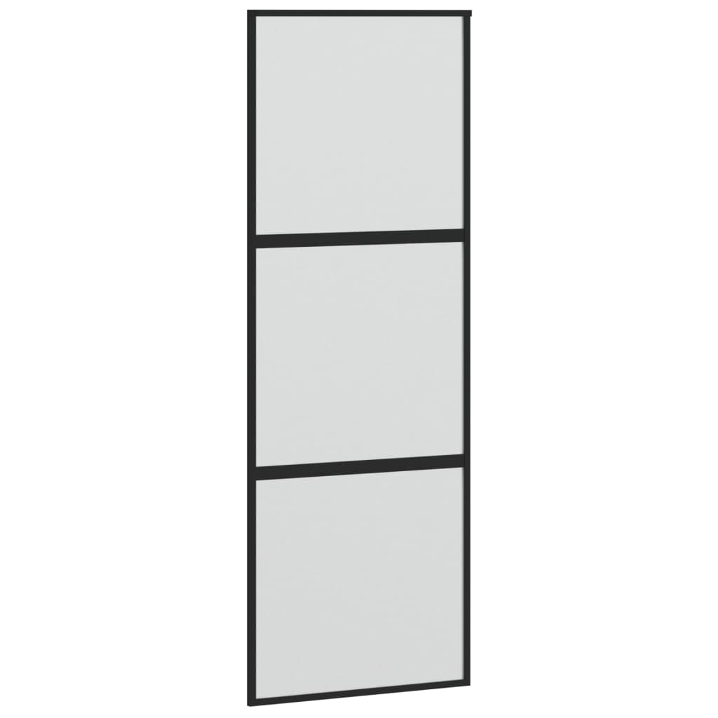 fekete edzett üveg és alumínium tolóajtó 76 x 205 cm (155198)