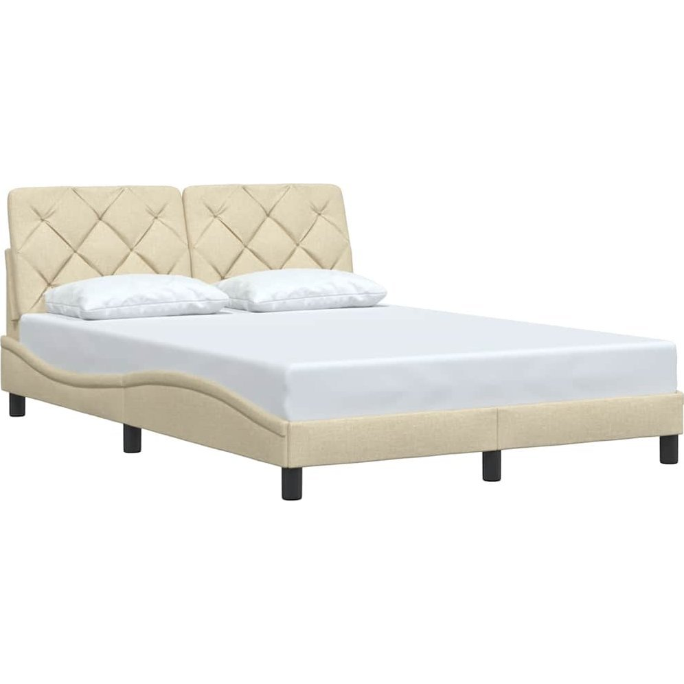 krémszínű szövet ágykeret matrac nélkül 120x200 cm (3310592)