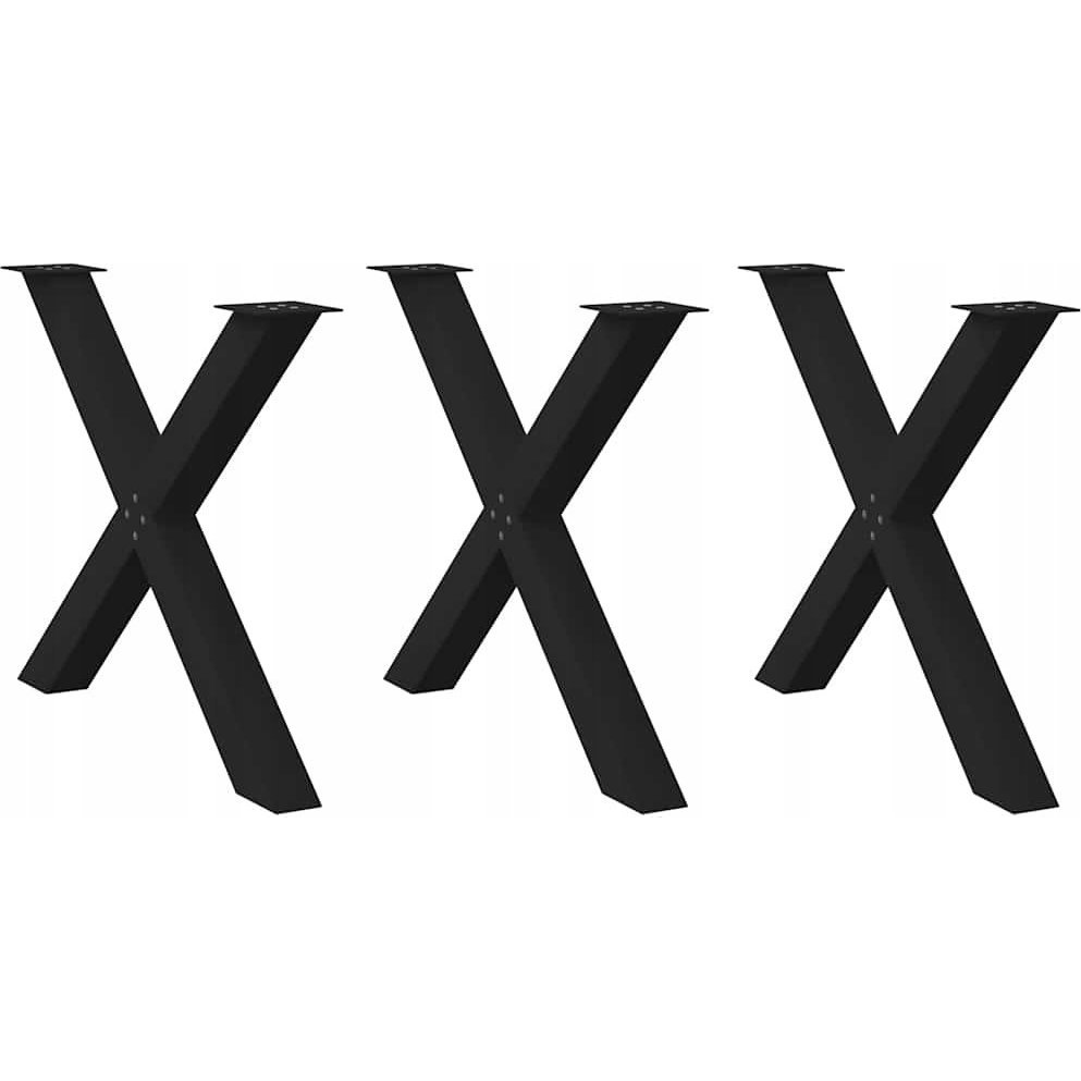 3 db fekete acél étkezőasztal lábak X-alakú 90x(72-73) cm (4012996 VidaXL)