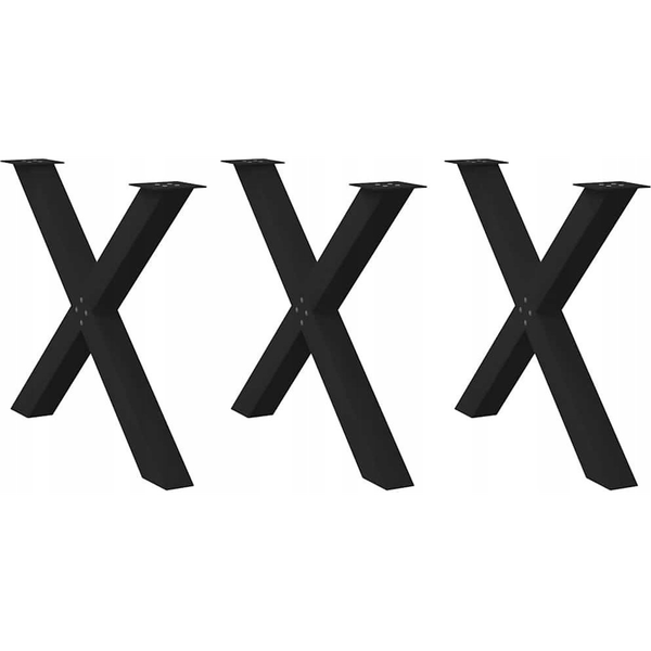 3 db fekete acél étkezőasztal lábak X-alakú 90x(72-73) cm