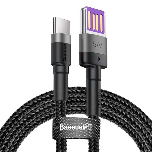 Cablu de date Baseus Cafule, Type-C, HW Quick Charging, Gray & Black