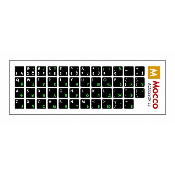 Mocco Keyboard Sticks ENG / EE With Laminated Waterproof Level Black / Green