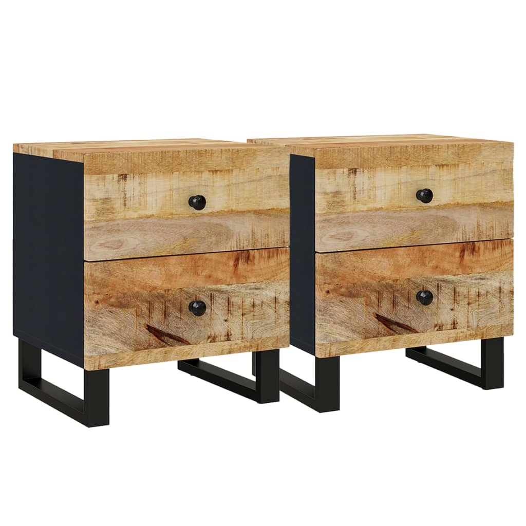 2 db tömör mangófa éjjeliszekrény 40 x 33 x 46 cm (345215)