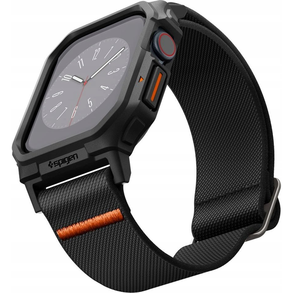 Apple Watch Series 10 46 mm SPIGEN LITE FIT PRO Pótszíj Egyedi Méret, Ütésállóság + Szilikon keret, Fekete