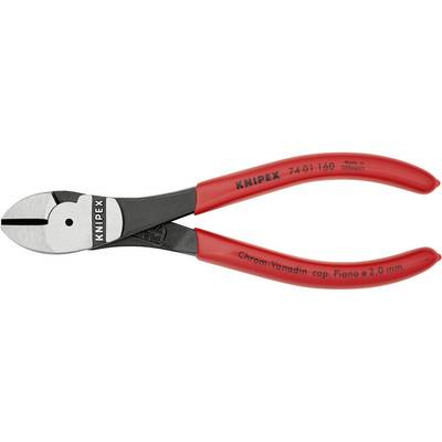 Erőkímélő oldalcsípőfogó, közepes/kemény/zongora huzal max.: O 3,4/2,5/2 mm, Knipex 74 01 160 (74 01 160)
