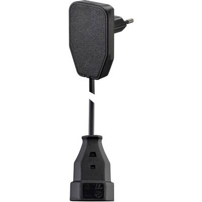 Lapos euró dugós hálózati hosszabbítókábel, 5 m, fekete, H03VVH2-F 2X 0,75 mm2, NVB 104571 (104571)