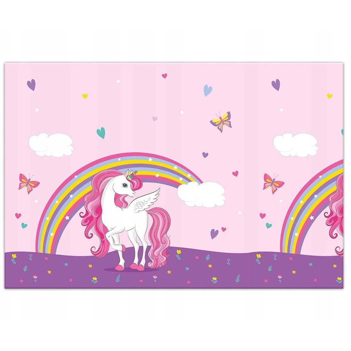 Szivárványos unikornis műanyag asztalterítő 120x180cm (5201184937617)