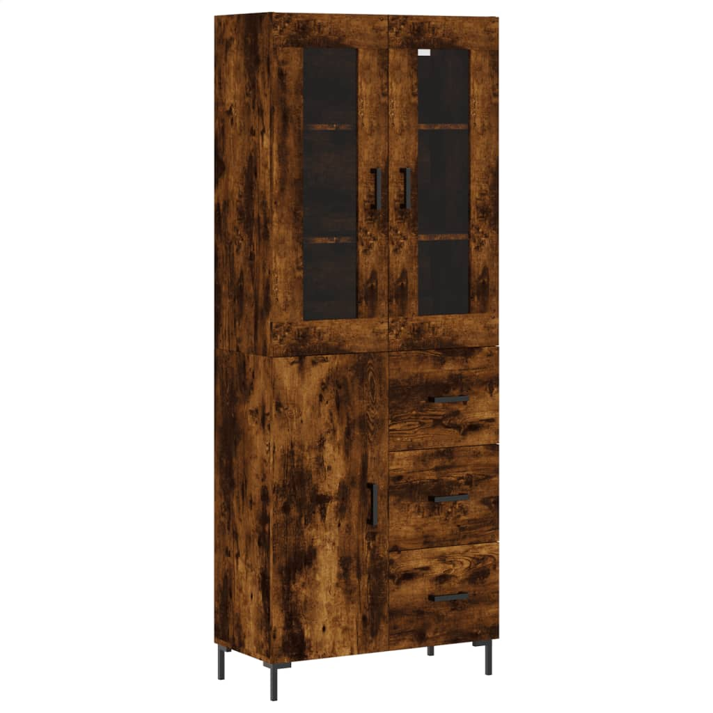 füstös tölgy színű szerelt fa magasszekrény 69,5 x 34 x 180 cm (3198470)