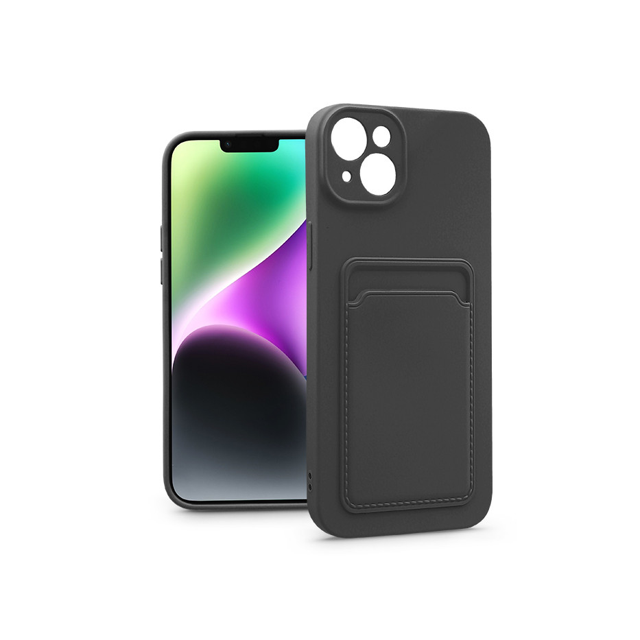 Apple iPhone 14 Plus szilikon hátlap kártyatartóval - Card Case - fekete (PT-6735)