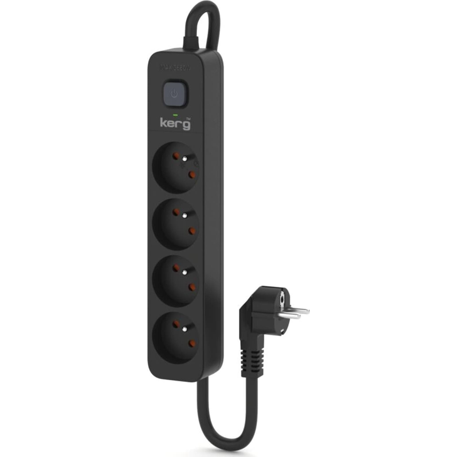Kerg M02514 Túlfeszültségvédő Elosztó 4 aljzatos 16A 3m - Fekete (M02514)