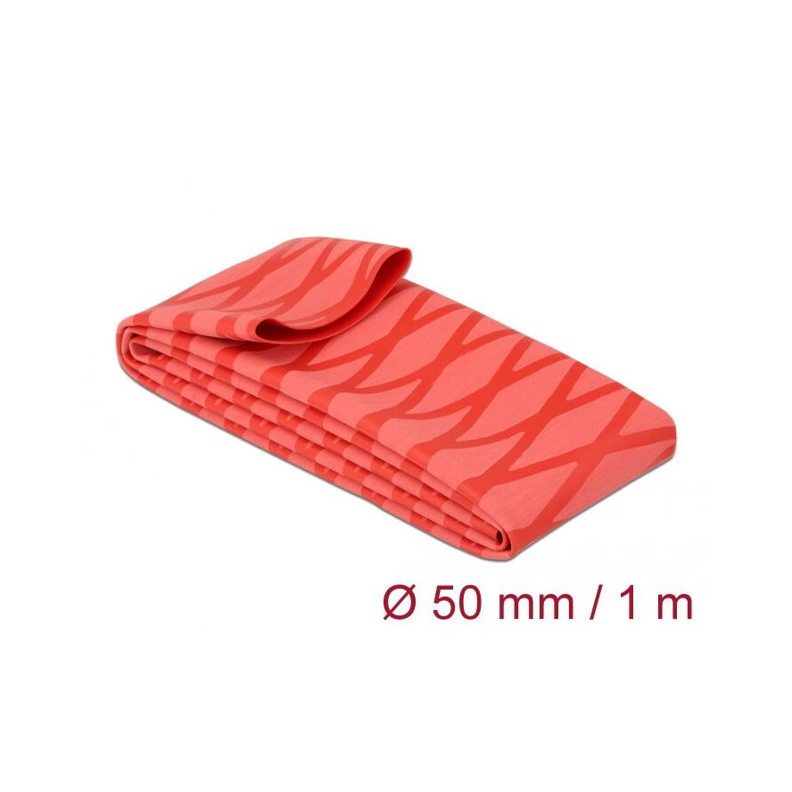 Delock Zsugorcső X-mintás nem csúszós 1 m x 50 mm piros (19609)