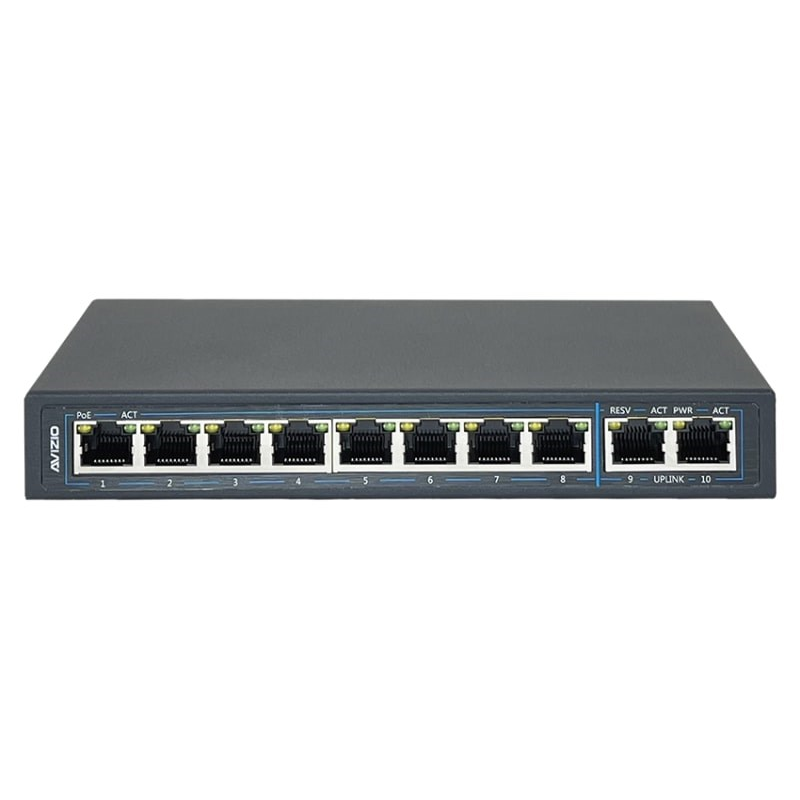 Nespravovaný prepínač (switch) 8 portov RJ45 PoE 100Mb/s 2 porty RJ4 (AV-SU8MP2G)