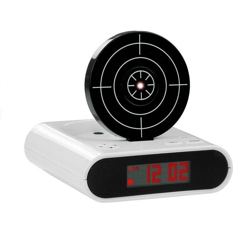 Lean Toys Fegyveres Ébresztőóra Lézeres Pisztollyal Fehér (3681)