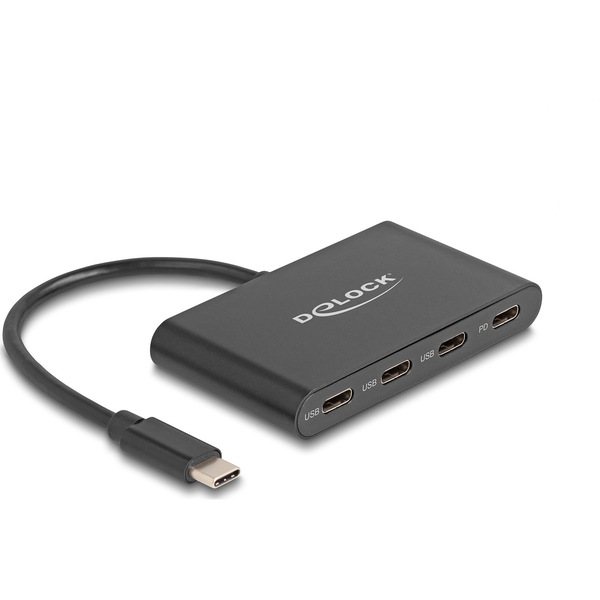 DELOCK USB 3.2 Gen 1 USB Type-C Hub 3 db. USB Type-C anya + 1 x USB Type-C PD 100 Watt