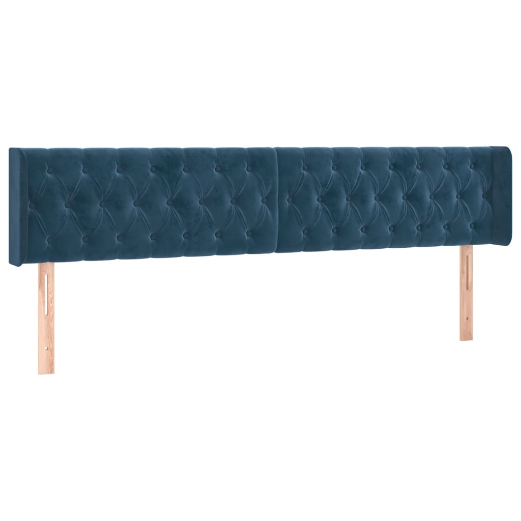 2 db sötétkék bársony fejtámla 90x7x78/88 cm (346380)