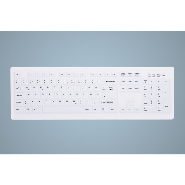 CHERRY AK-C8100F-U1-W/GE tastatur Medicinsk USB QWERTZ Tysk Hvid