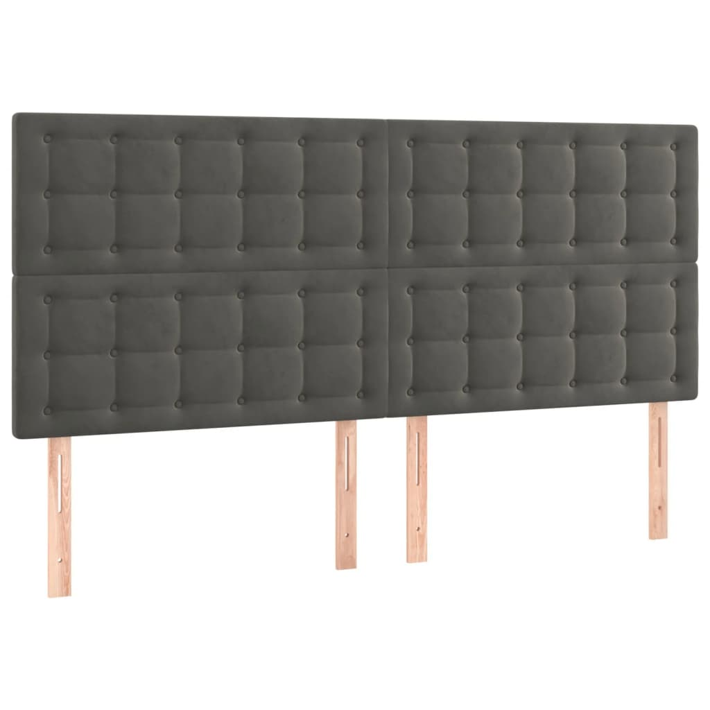 4 db sötétszürke bársony fejtámla 80 x 5 x 78/88 cm (3116821)