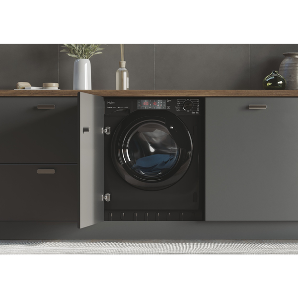 Haier HWDQ90B416FWBB сушилник за съдове Вграден Предно зареждане Черен D