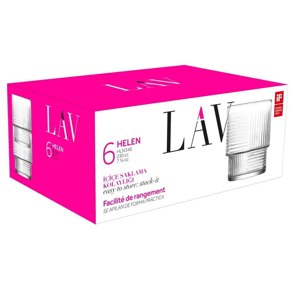 LAV Helen Soft Drink 230ml Üdítős üveg pohár szett 6 darabos (LV-HLN346F)