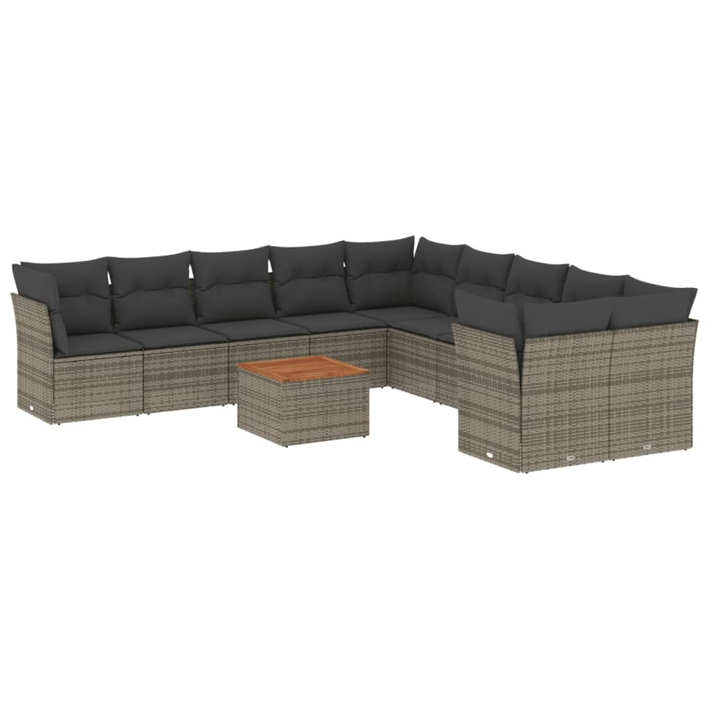 11 részes szürke polyrattan kerti ülőgarnitúra párnákkal (3256186)
