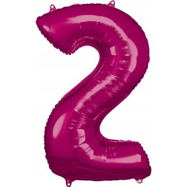 Óriás Szám Fólia Lufi - 2-es, 88x50 cm, Rózsaszín (9907279)