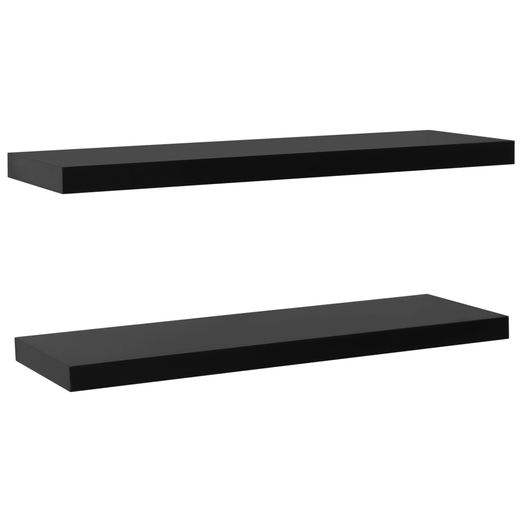 2 db fekete lebegő falipolc 120 x 20 x 3,8 cm (288204)