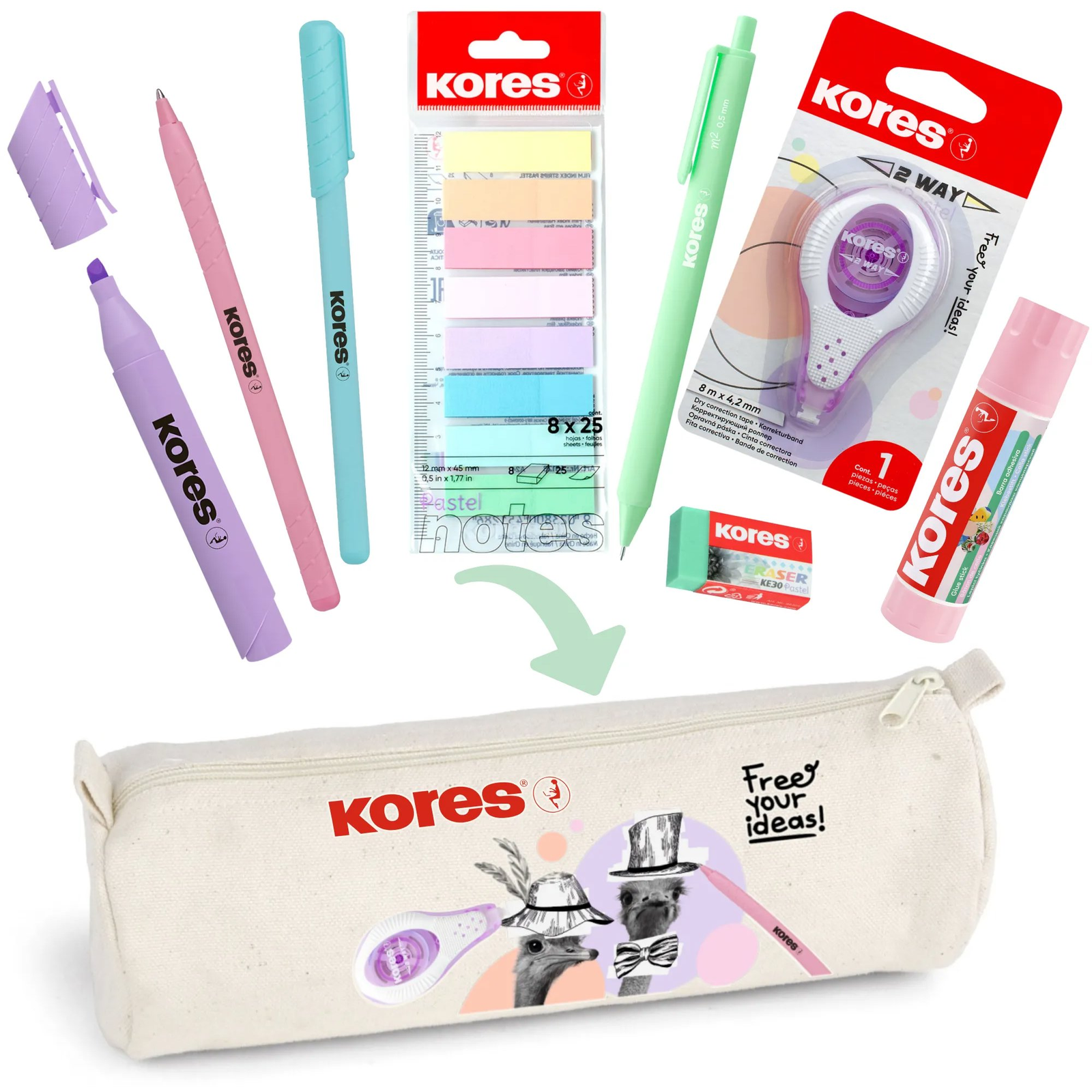 KORES PASTEL to GO tartó, praktikus felszereléssel (11039.01)