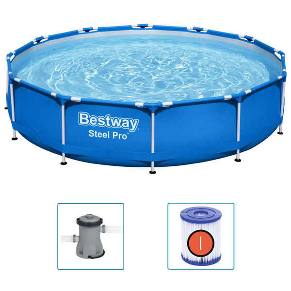 Bestway Steel Pro 56681 swimmingpool til over jorden Indrammet pool Rund 6473 L Blå