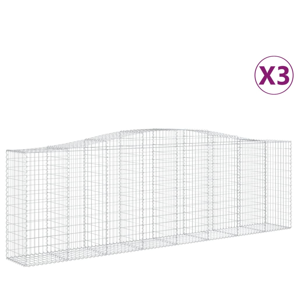 3 db íves horganyzott vas gabion kosár 400x50x120/140 cm (3145970)