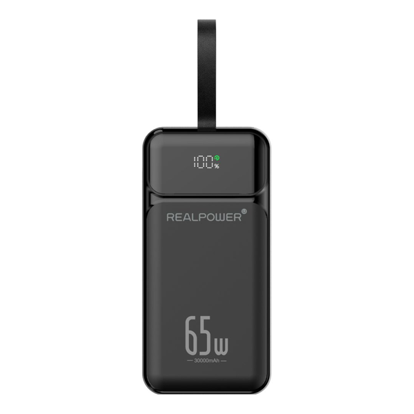 Realpower PB-27000 Pro 27000 mAh 65 W преносимо зарядно устройство, черно