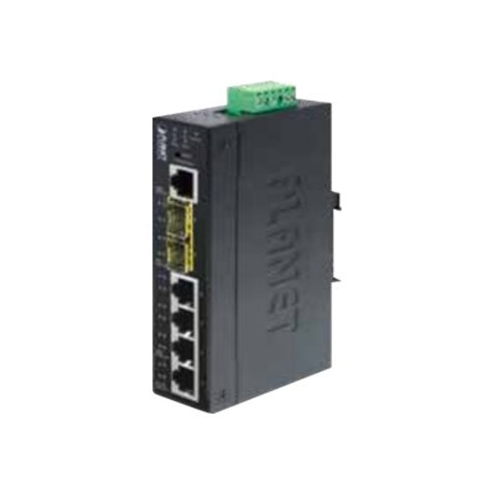 PLANET IGS-5225-4T2S DIN sínre szerelhető 4port GbE LAN 2xSFP L2+ nem menedzselhető ipari switch (IGS-5225-4T2S)