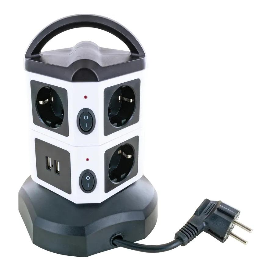 PRZEDŁUŻACZ PIONOWY LISTWA ZASILAJĄCA KAPCSOLÓ 2m 6 ALJZAT + 4 USB 2500 W (STDT2718)