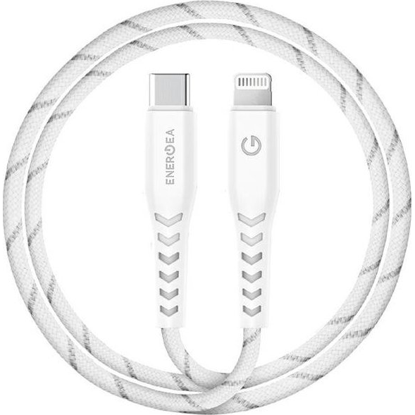 Energea Nyloflex C94 Type-C / Lightning MFI szövet töltő- és adatkábel, 1.5m, fehér (CBL-NFCL-RED150)