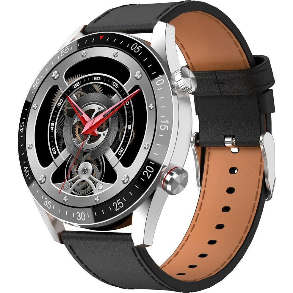 Gravity GT4-5 Férfi Okosóra 1.39" TFT Érintőkijelző Fekete Bőrszíj IP67 (GT4-5)