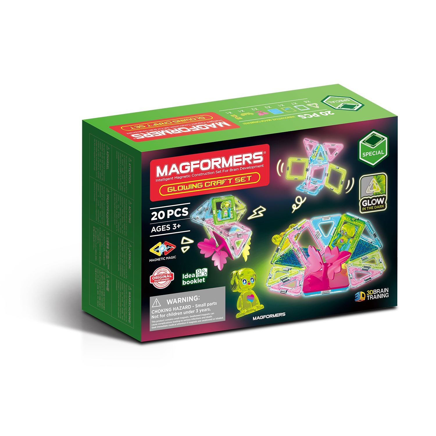 Magformers Glowing Craft 20 darabos Világító Mágneses Építőjáték (005-799022)