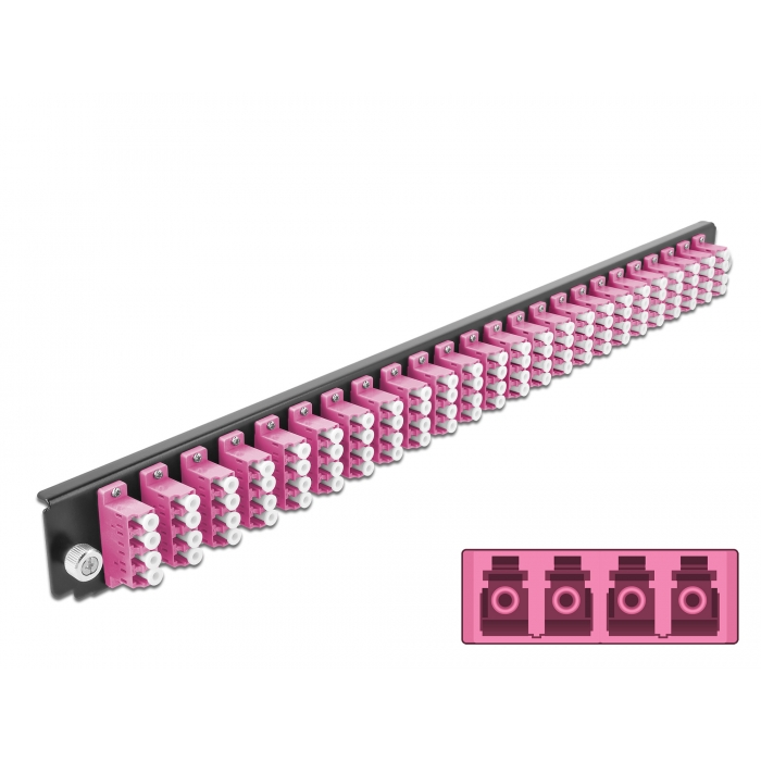 Delock 19 kötő doboz első panele 24 porttal LC Quad ibolya (43373) (43373)