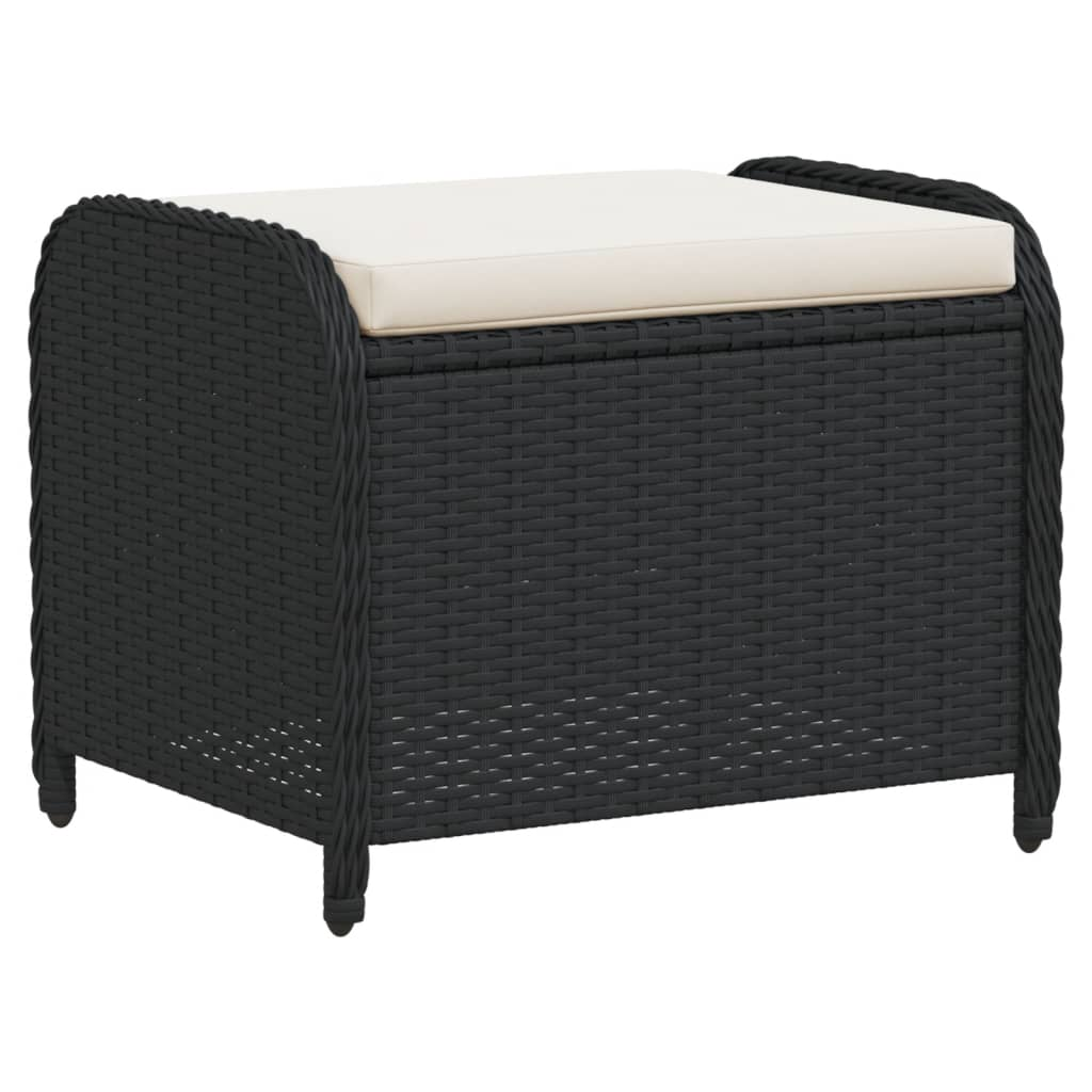 fekete polyrattan kerti szék párnával 58 x 46 x 46 cm (365733)