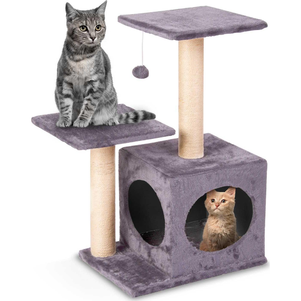 Rascador Para Gatos 71 Cm Dr-263 Pethaus Con Ratón, Gris Claro