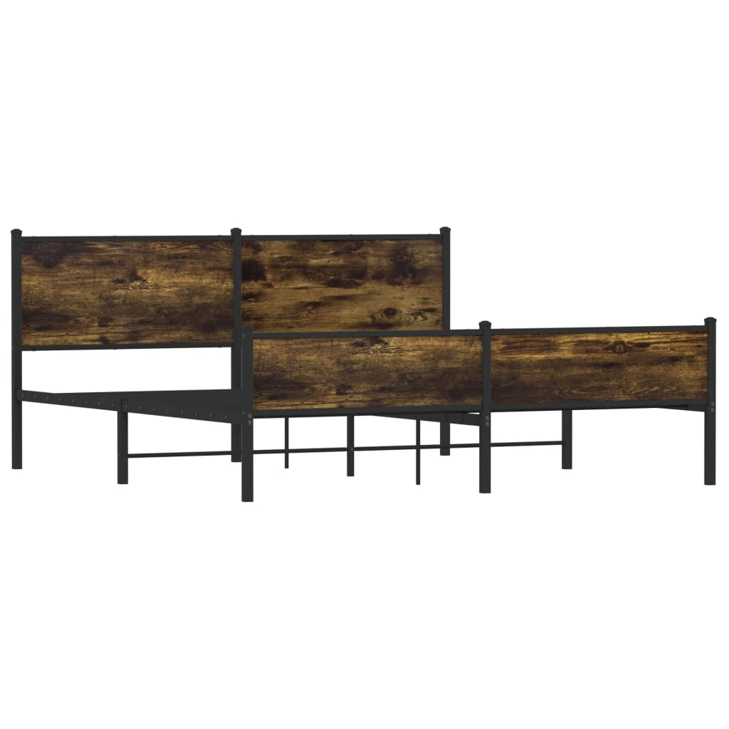 füstös tölgy színű fém ágykeret matrac nélkül 160 x 200 cm (3301386)