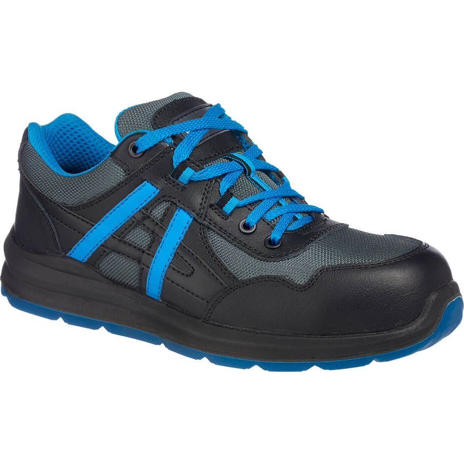 Portwest Mersey Munkavédelmi Cipő - 41, S1P, Fekete/Kék ( )