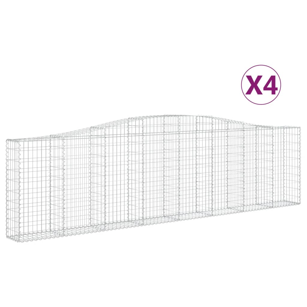 4 db íves horganyzott vas gabion kosár 400x30x100/120 cm (3145828)