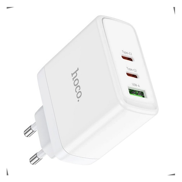 HOCO N30 2x USB-A / USB-C Hálózati töltő - Fehér (65W) (N30 WHITE)
