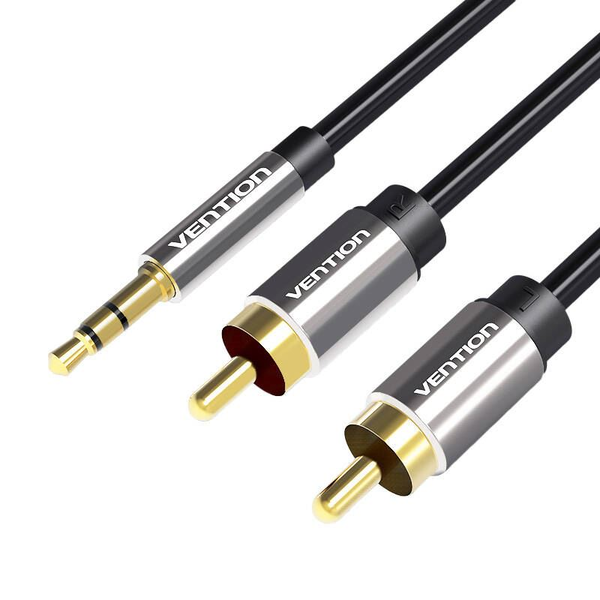 Vention 2xRCA - 3.5mm jack kábel 2m fekete (BCFBH)