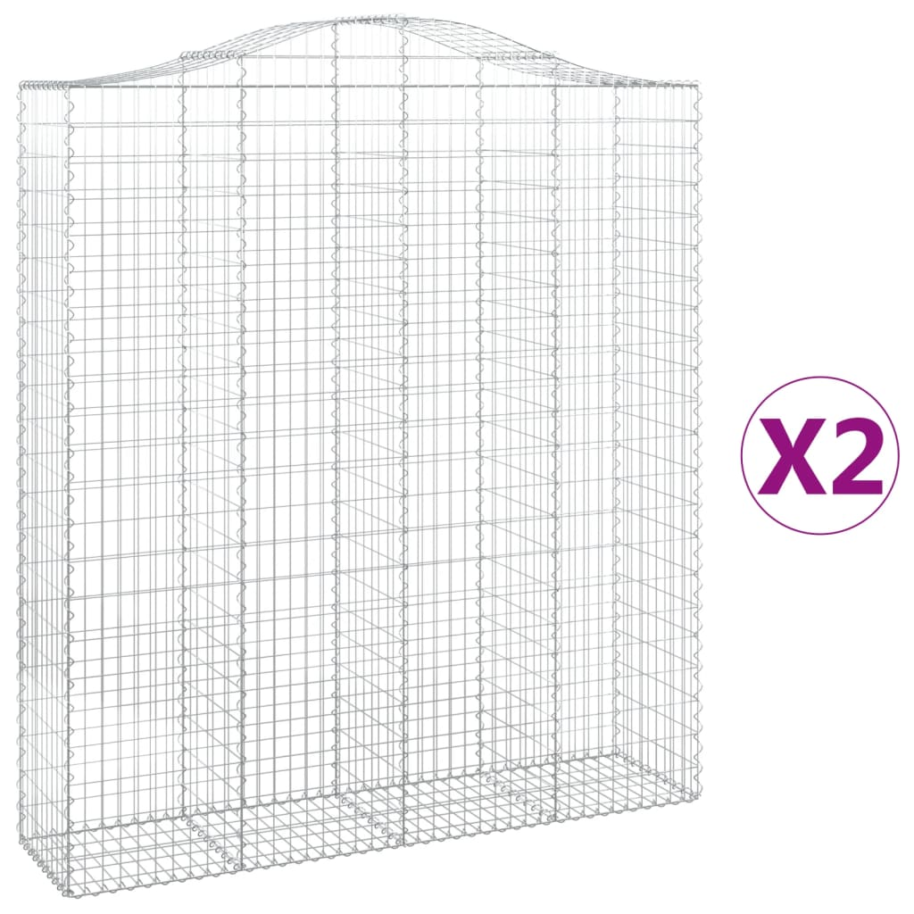 2 db íves horganyzott vas gabion kosár 200x50x220/240 cm (3145766)