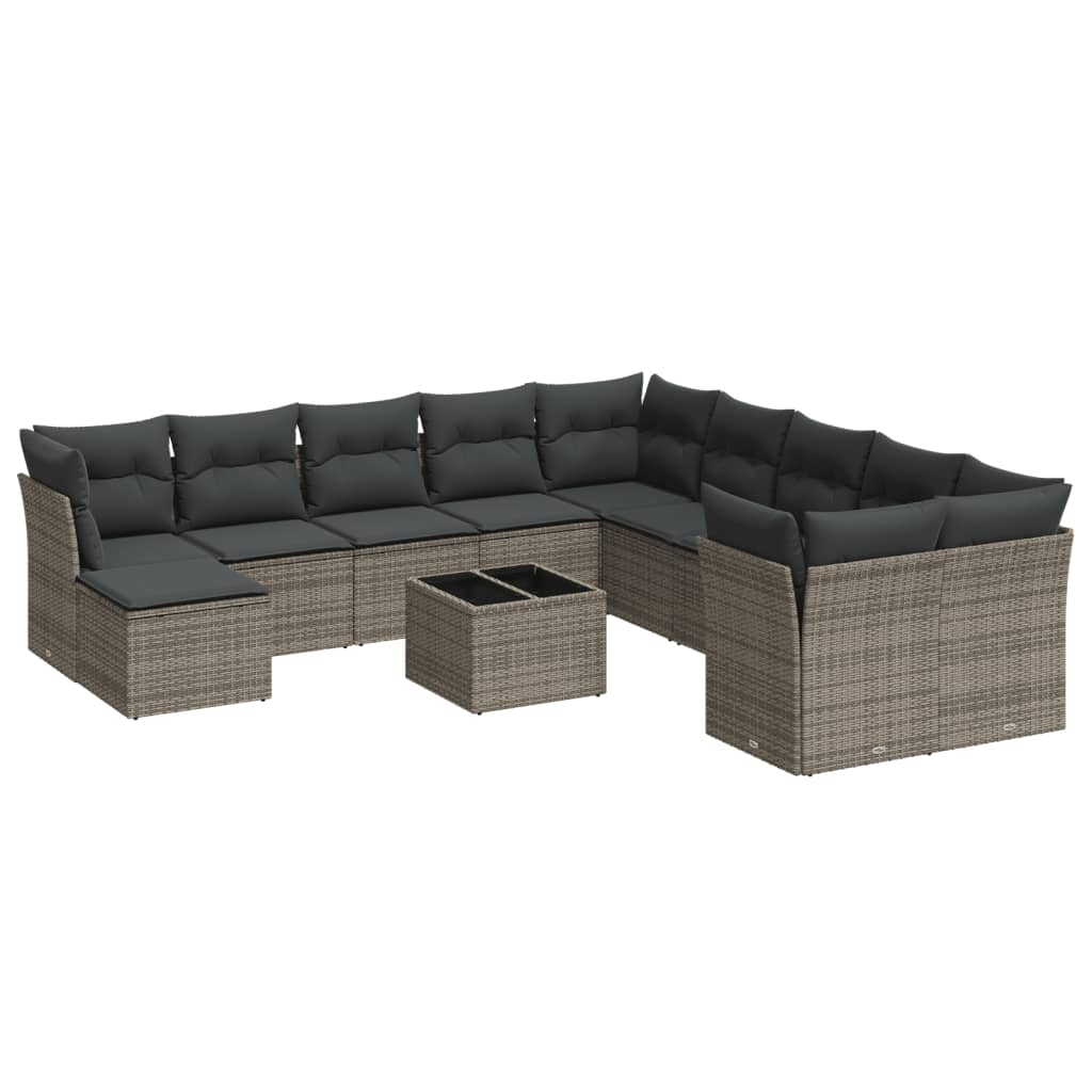 12 részes szürke polyrattan kerti ülőgarnitúra párnákkal (3250459)
