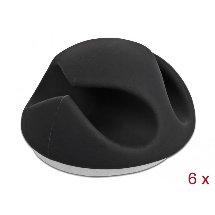 Delock kábeltartó 2 kábelrendezővel 6 darabos készlet fekete (18344) (del18344)